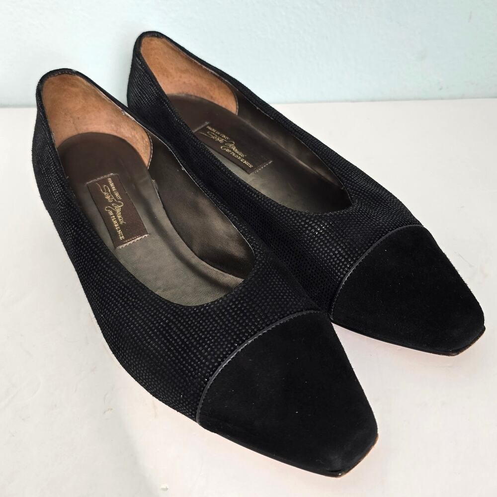 Sesto Meucci Suede Shoes Womens 8M Black Luxury Low Heels Romantic Elegant Italy